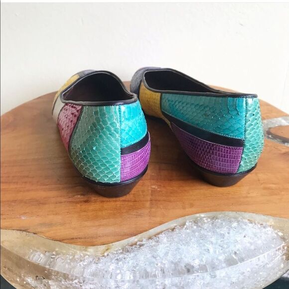 PAUL MAYER 1980’s Vintage Snakeskin Shoes Flats 7B - Picture 8 of 8